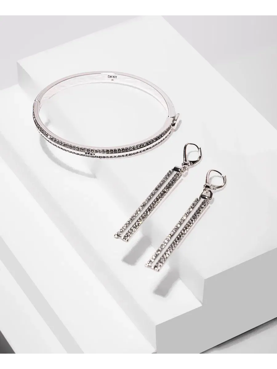 Комплект украшений с кристаллами в форме сердца DKNY — изображение 2 из 2, оттенок серебряный