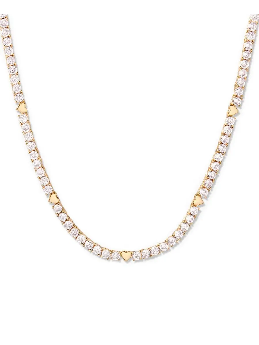 Колье с сердцем и кубическим цирконием Coco Heart Tennis Necklace brook & york — изображение 1 из 3, оттенок золото