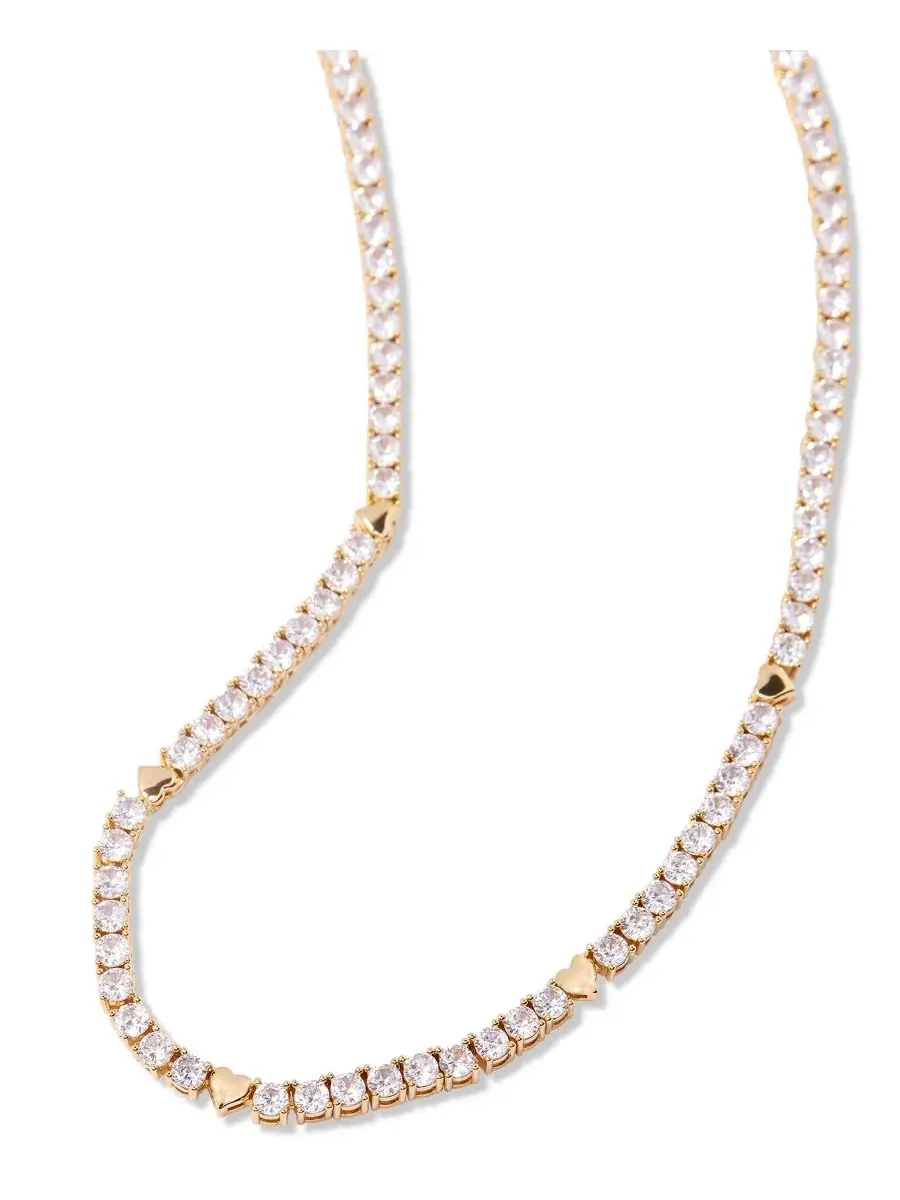 Колье с сердцем и кубическим цирконием Coco Heart Tennis Necklace brook & york — изображение 3 из 3, оттенок золото