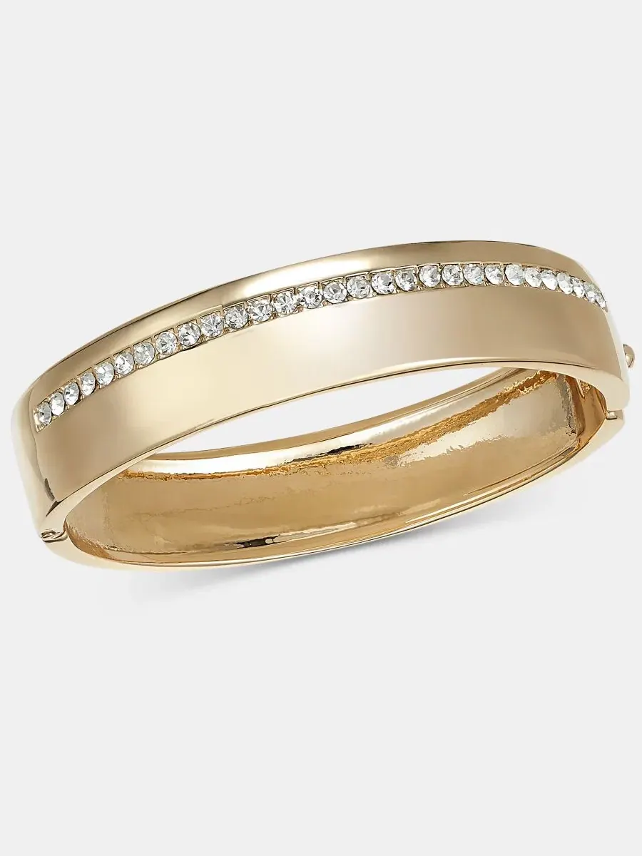 Браслет-манжета с кубическим цирконием Pavé Cubic Zirconia Bangle On 34th — изображение 1 из 3, оттенок золото