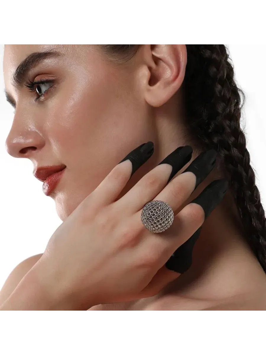 Кольцо-колье с кристаллами The Disco Ball Statement Ring SOHI — изображение 3 из 6, оттенок серебряный