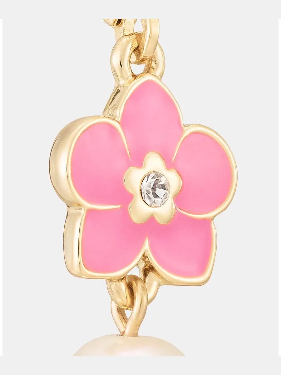 Серьги-пусеты с подвеской Orchid & Imitation Pearl Double Drop KARL LAGERFELD PARIS — изображение 2 из 4, оттенок красный