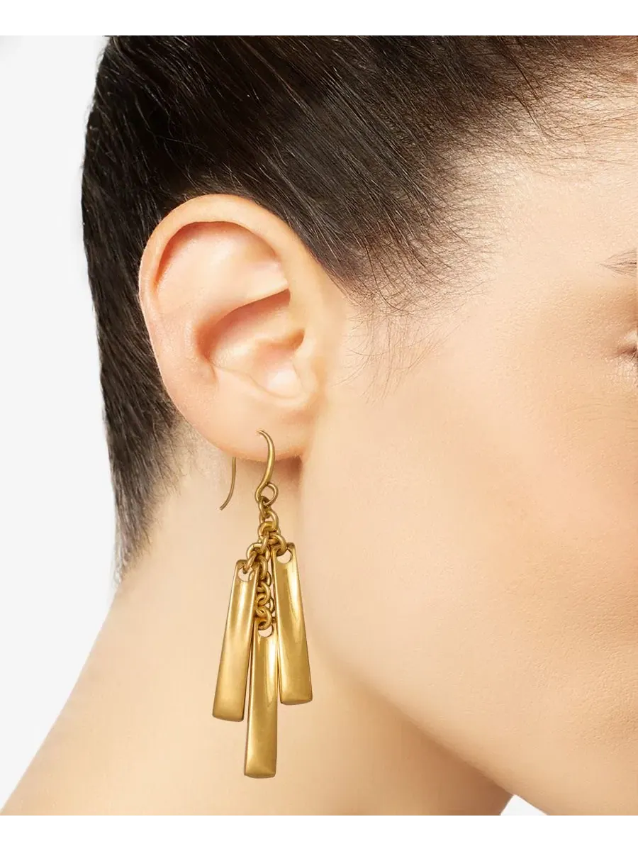 Серьги-подвески с позолотой, модель Movement Donna Karan New York — изображение 5 из 5