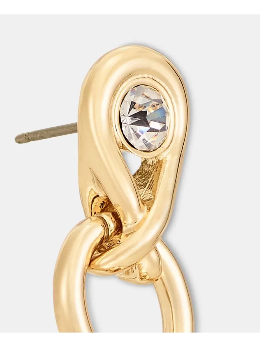 Серьги-подвески с кристаллом Crystal Oval Link Linear Drop Anne Klein — изображение 4 из 4, оттенок прозрачный