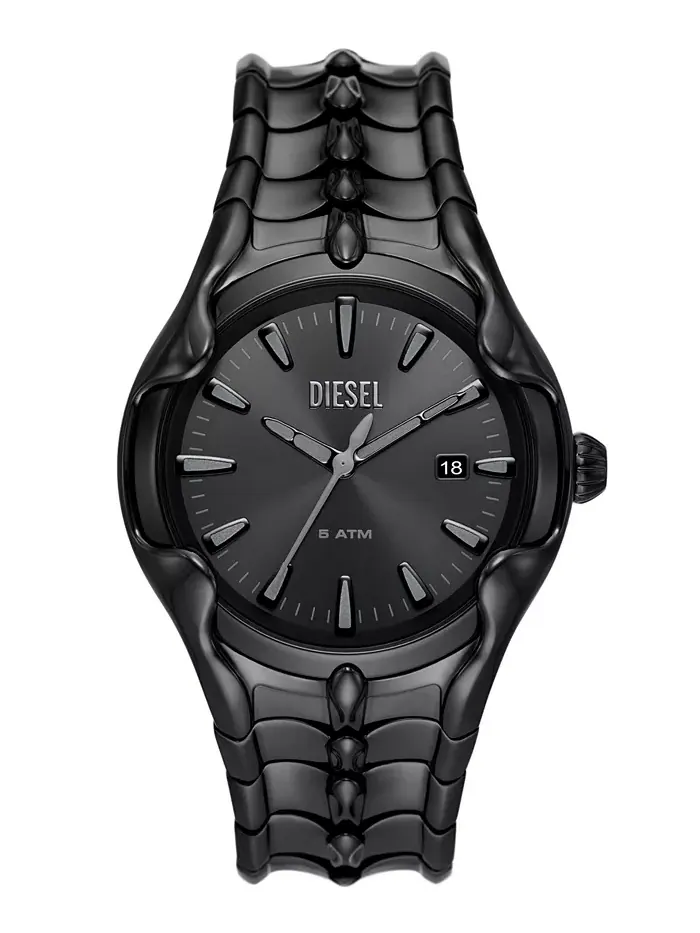 Мужские часы Vert Quartz Three Hand Date, черные, из нержавеющей стали, 44 мм Diesel