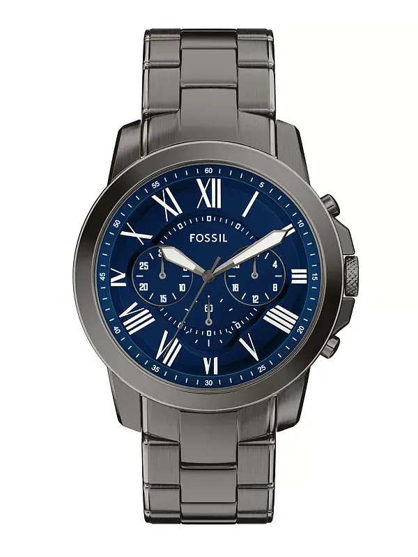 Мужские часы Grant Chronograph из нержавеющей стали цвета оружейной стали, 44 мм Fossil