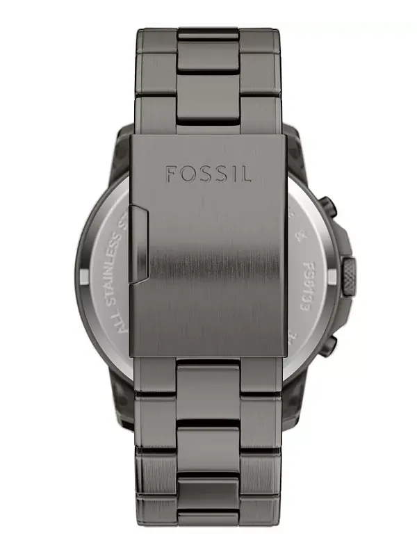 Мужские часы Grant Chronograph из нержавеющей стали цвета оружейной стали, 44 мм Fossil — изображение 3 из 4, оттенок серый