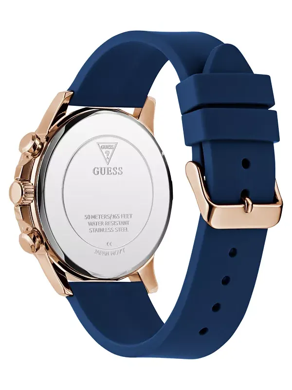 Мужские многофункциональные синие силиконовые часы, 44 мм Guess — изображение 3 из 4, оттенок синий