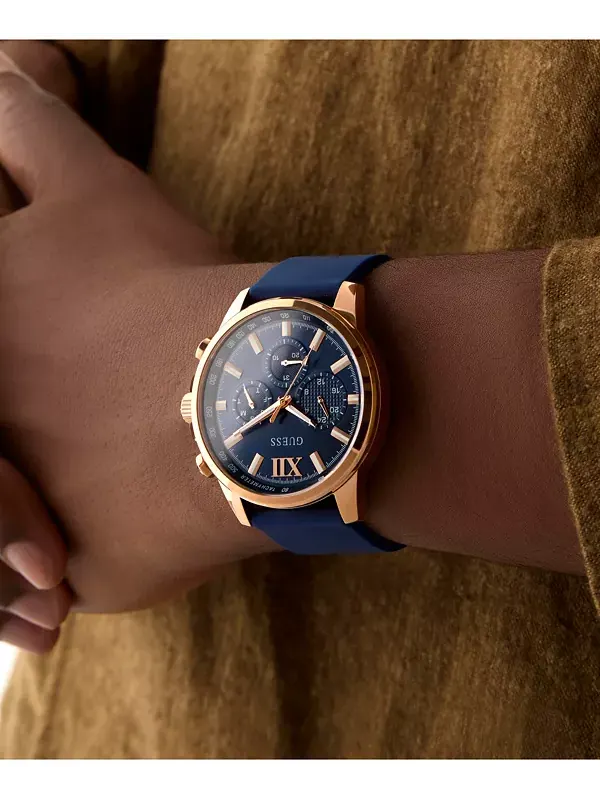 Мужские многофункциональные синие силиконовые часы, 44 мм Guess — изображение 4 из 4, оттенок синий
