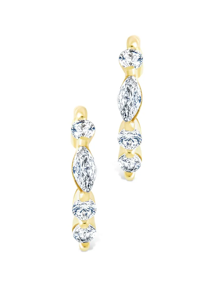 Серьги-кольца Kensington Micro Hoops из стерлингового серебра Sterling Forever — изображение 2 из 4, оттенок золото