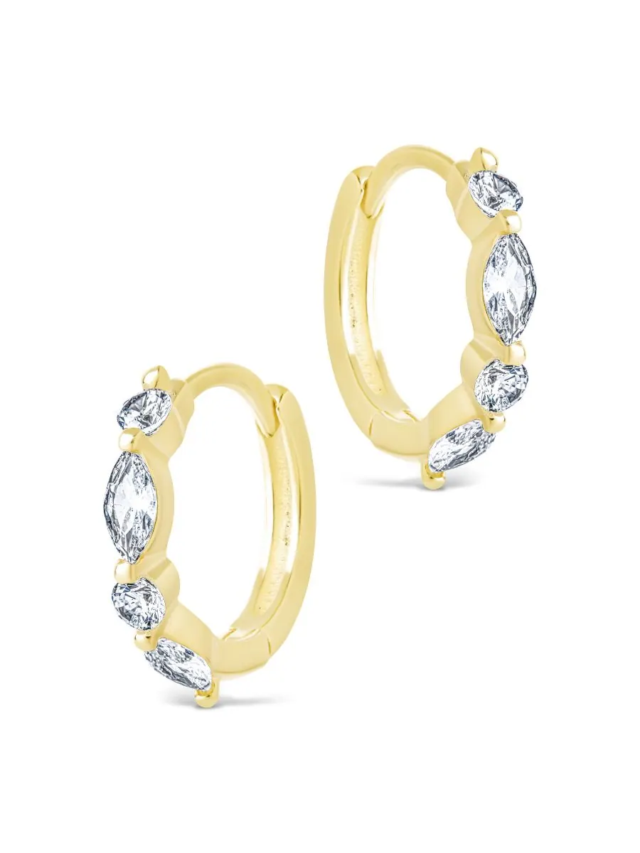 Серьги-кольца Kensington Micro Hoops из стерлингового серебра Sterling Forever — изображение 3 из 4, оттенок золото