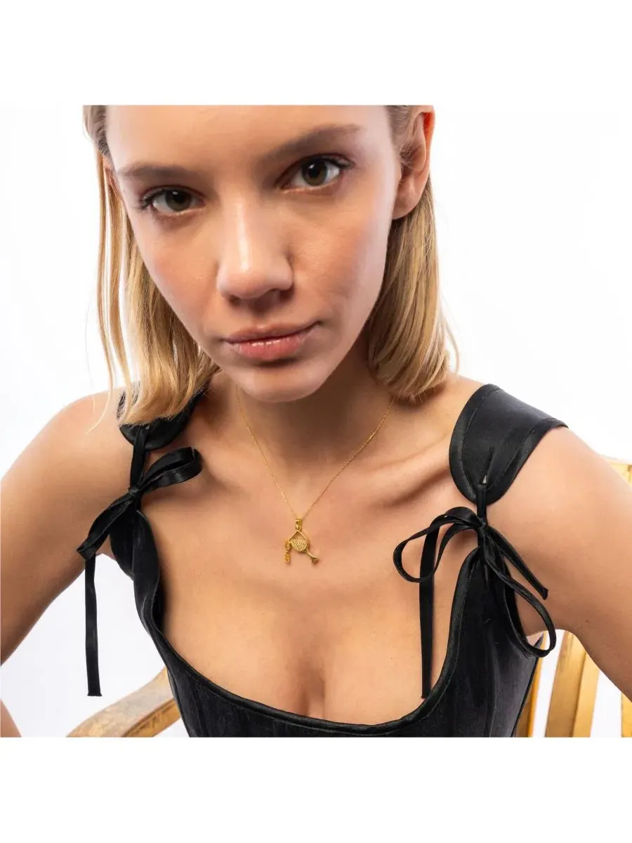 Серебряное колье в виде бокала для вина Spero London — изображение 3 из 4, оттенок золото