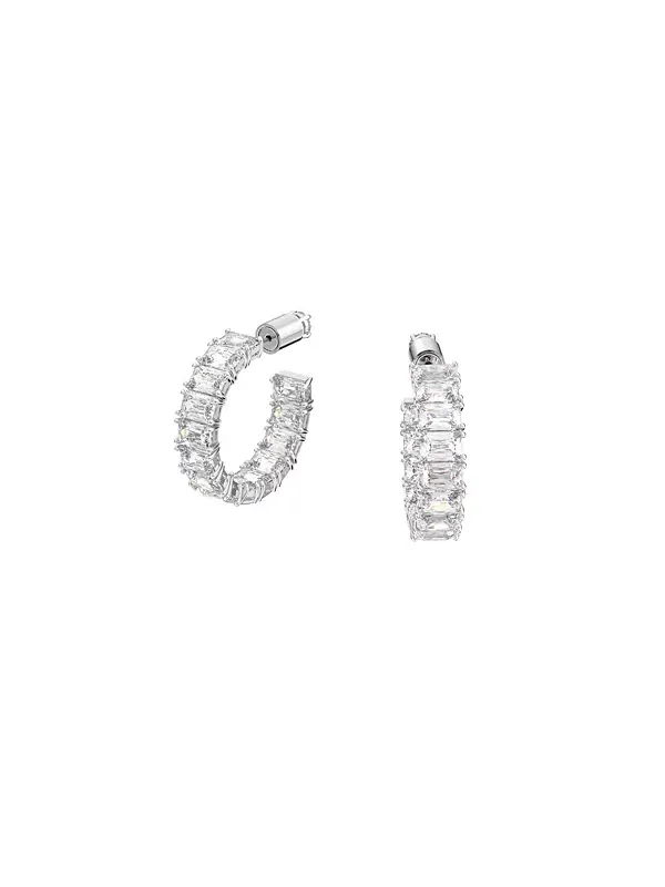 Серьги-Кольца Millenia с белыми цирконами восьмиугольной огранки Swarovski — изображение 1 из 1, оттенок белый