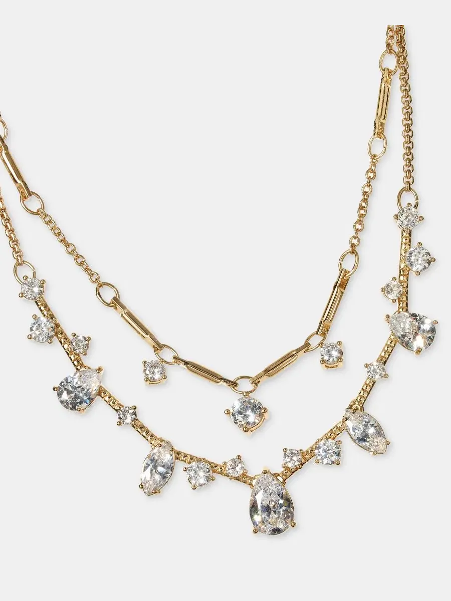 Колье с подвеской в виде бруска из кубического циркония, длина 40 см + удлинитель 7,5 см Anne Klein — изображение 2 из 4