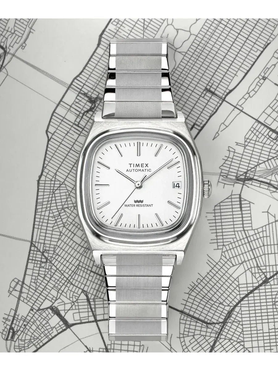 Наручные часы автоматические с браслетом из нержавеющей стали, 34 мм Timex — изображение 6 из 7, оттенок серебряный