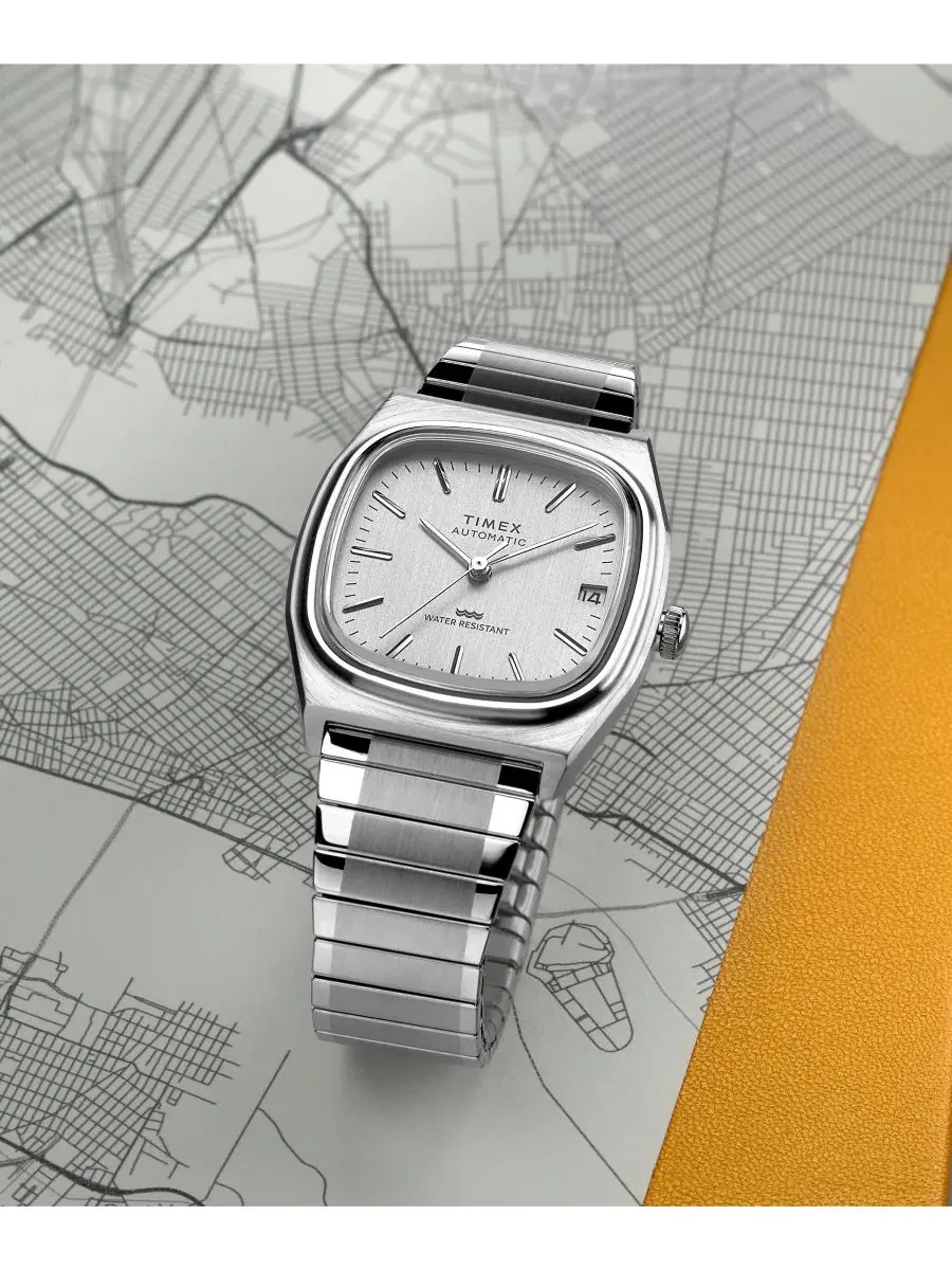 Наручные часы автоматические с браслетом из нержавеющей стали, 34 мм Timex — изображение 7 из 7, оттенок серебряный