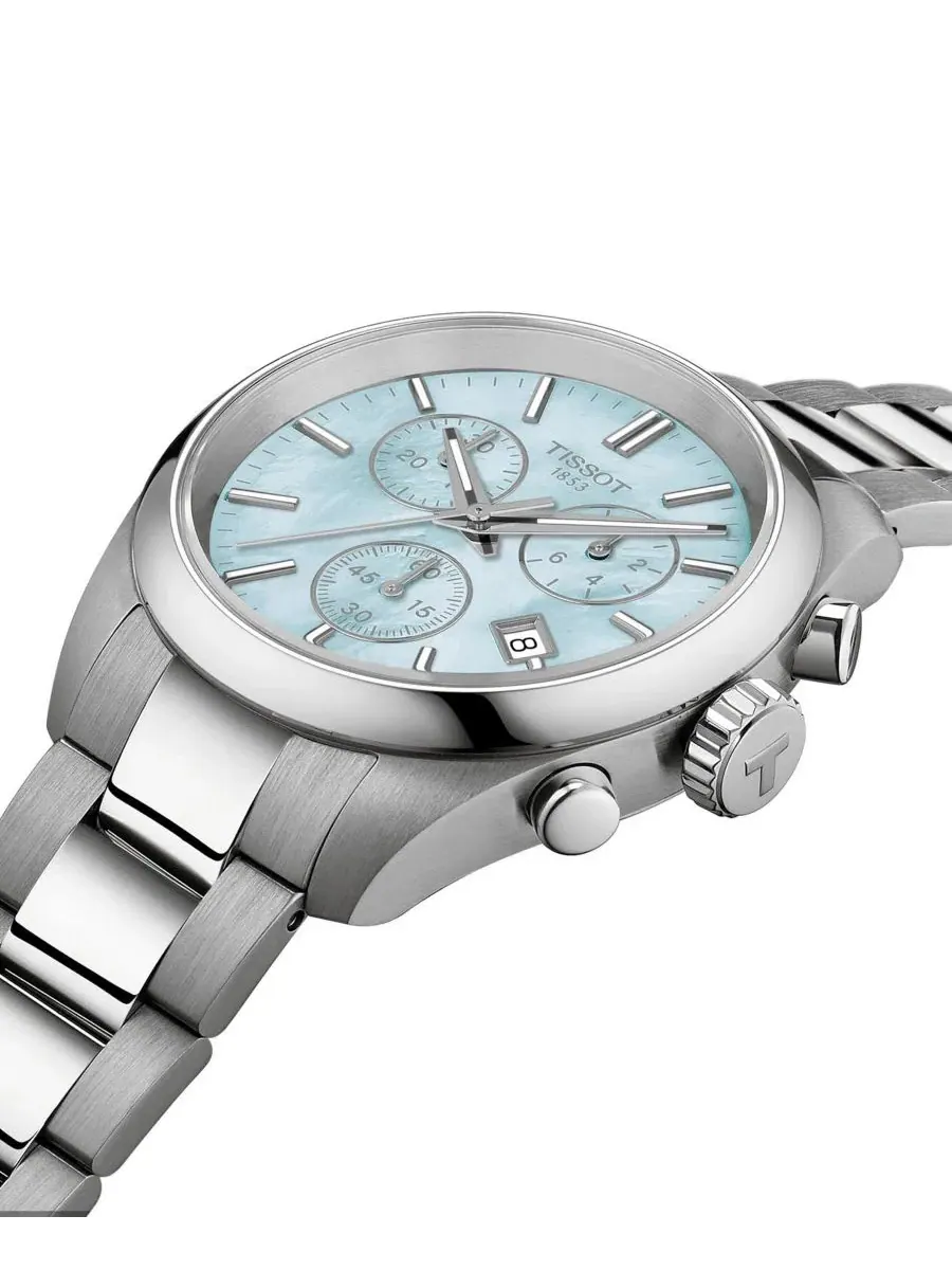 Женские часы с серым стальным браслетом 36 мм Tissot — изображение 4 из 6, оттенок синий