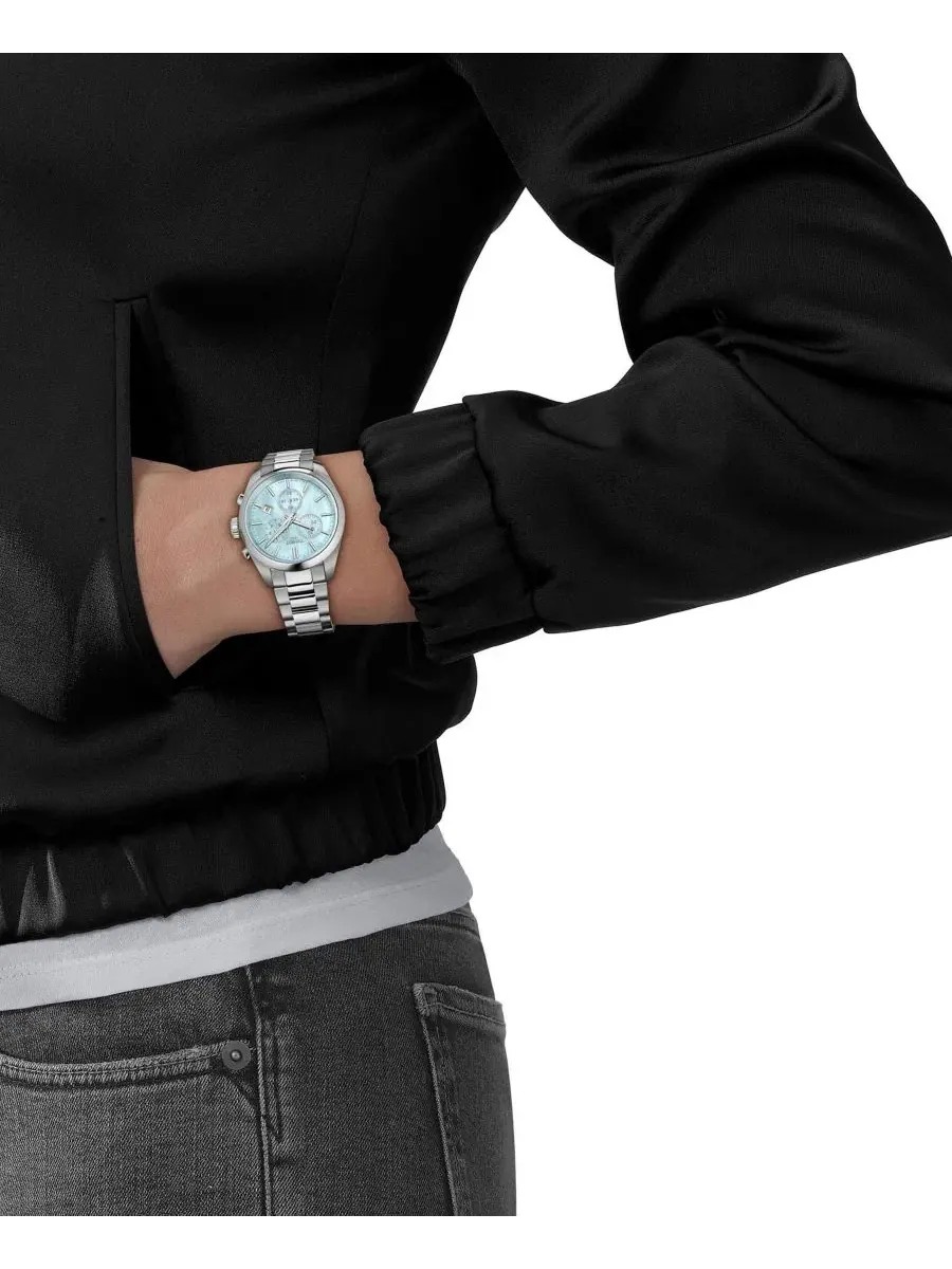Женские часы с серым стальным браслетом 36 мм Tissot — изображение 5 из 6, оттенок синий