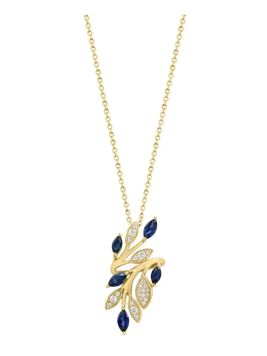 Подвеска с сапфиром и бриллиантом, 14-каратное желтое золото, Sapphire (3/4 ct. t.w.) & Diamond — изображение 1 из 4