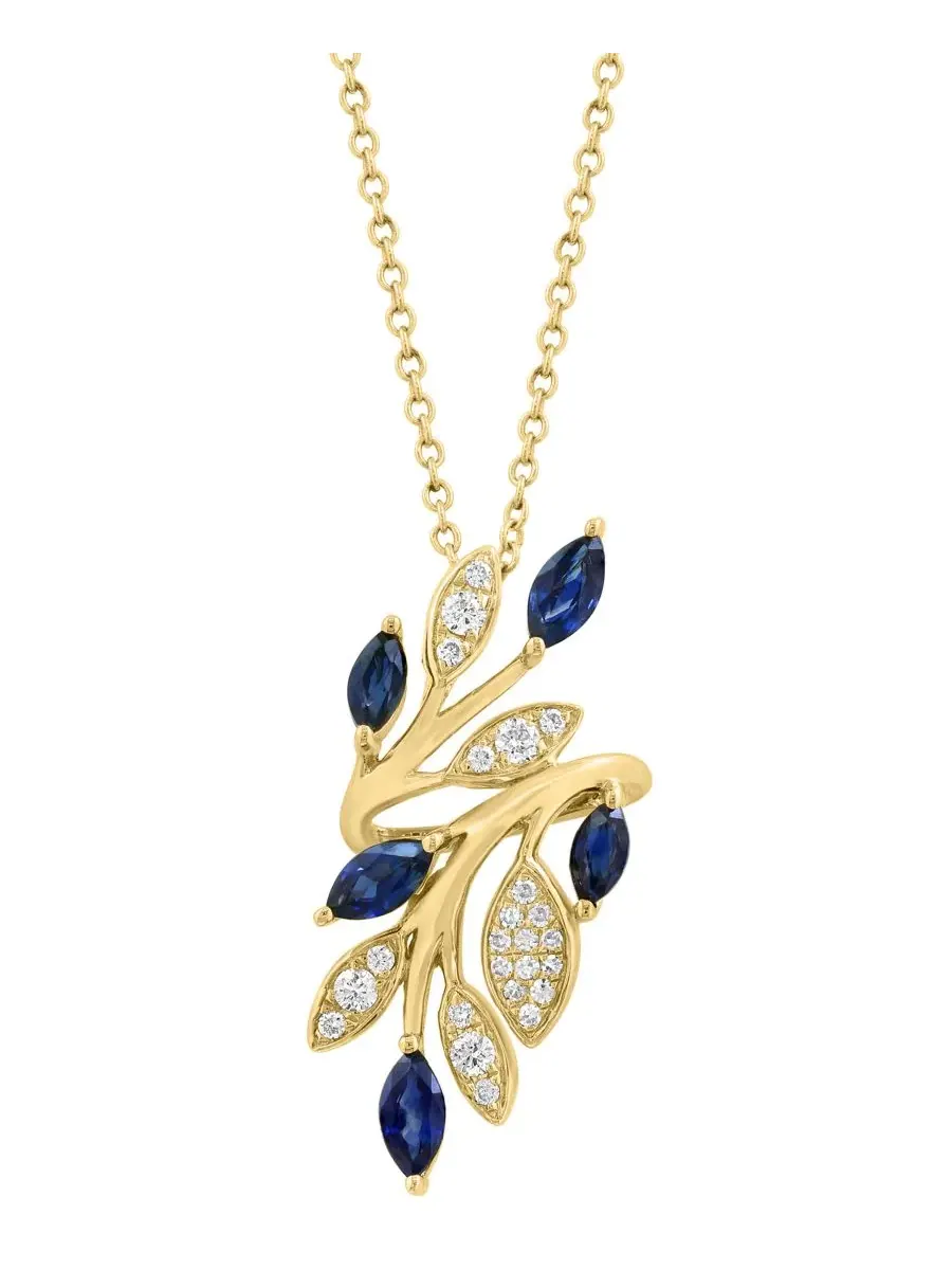 Подвеска с сапфиром и бриллиантом, 14-каратное желтое золото, Sapphire (3/4 ct. t.w.) & Diamond — изображение 3 из 4