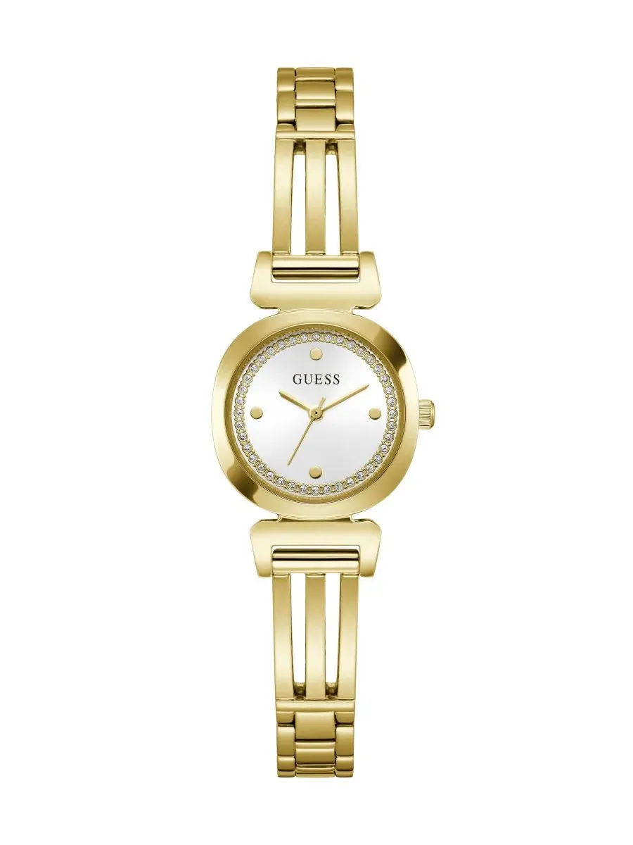 Женские часы GUESS с кварцевым механизмом, золотистый корпус из стали, 24 мм
