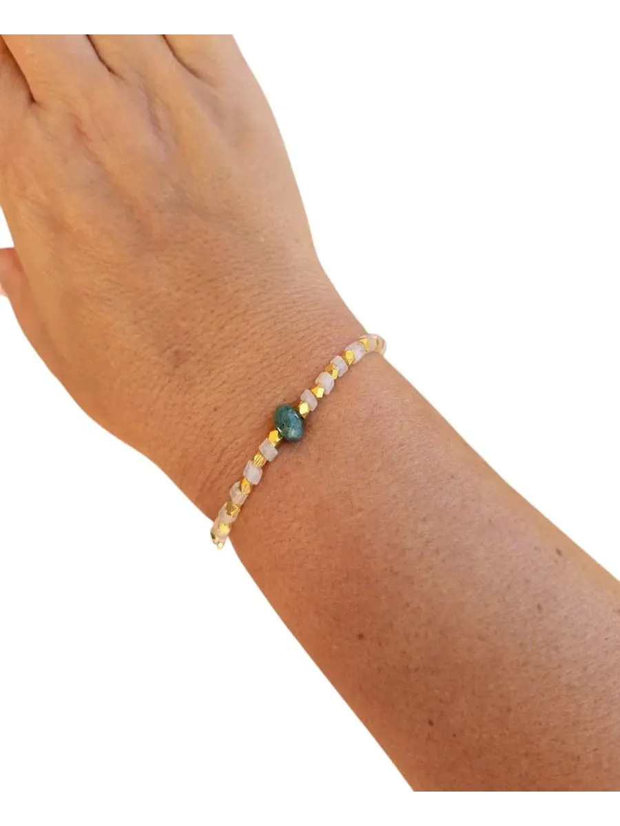 Браслет-эластичный с гранеными камнями Moonstone and Amazonite Stretch Bracelet MINU Jewels — изображение 2 из 3