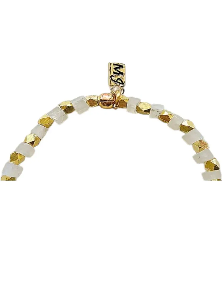 Браслет-эластичный с гранеными камнями Moonstone and Amazonite Stretch Bracelet MINU Jewels — изображение 3 из 3