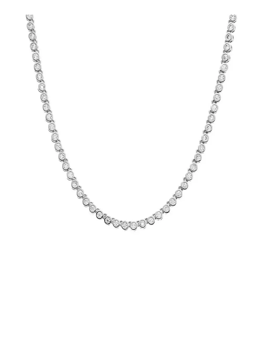 Колье-теннис с кубическим цирконием, 40 см, с застежкой-коробочкой, Cubic Zirconia Bezel Tennis — изображение 2 из 4