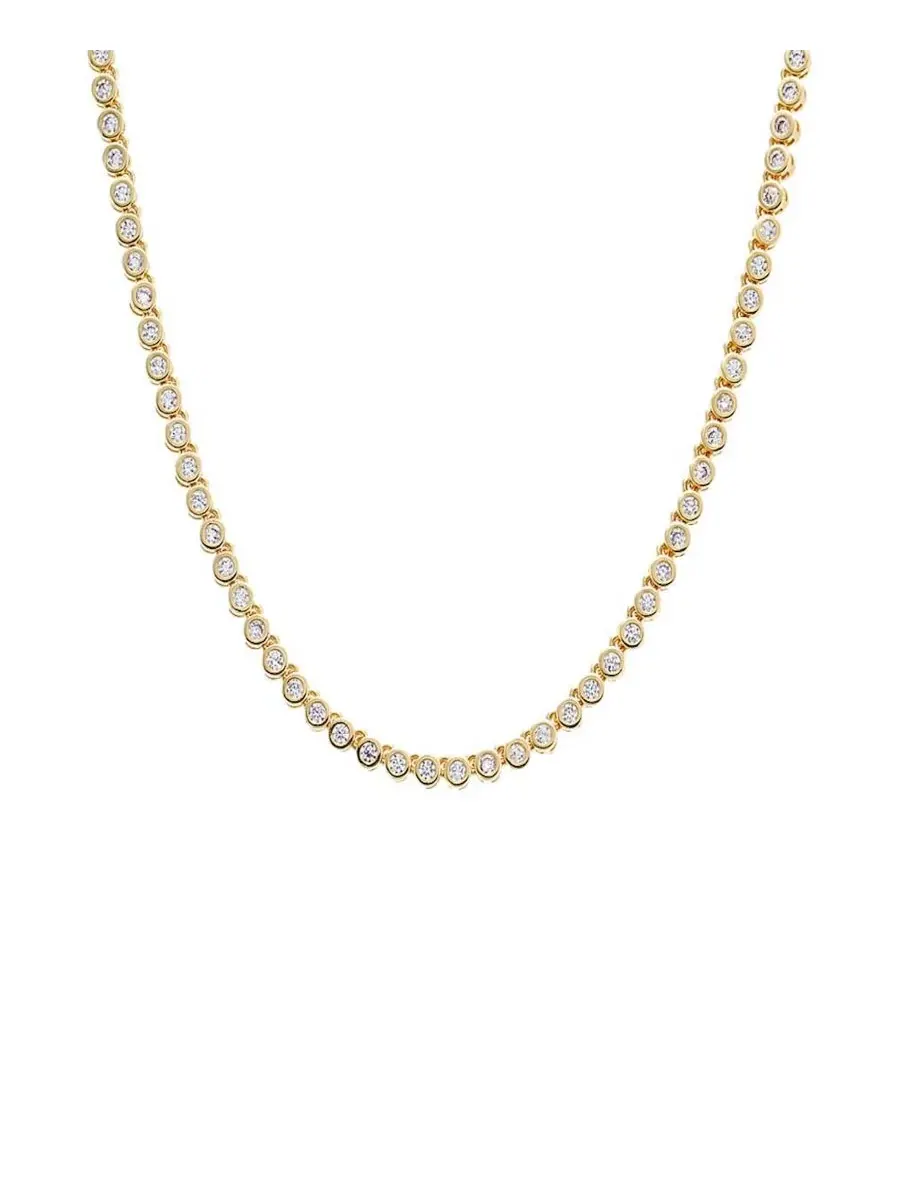 Колье-теннис с кубическим цирконием, 40 см, с застежкой-коробочкой, Cubic Zirconia Bezel Tennis — изображение 4 из 4