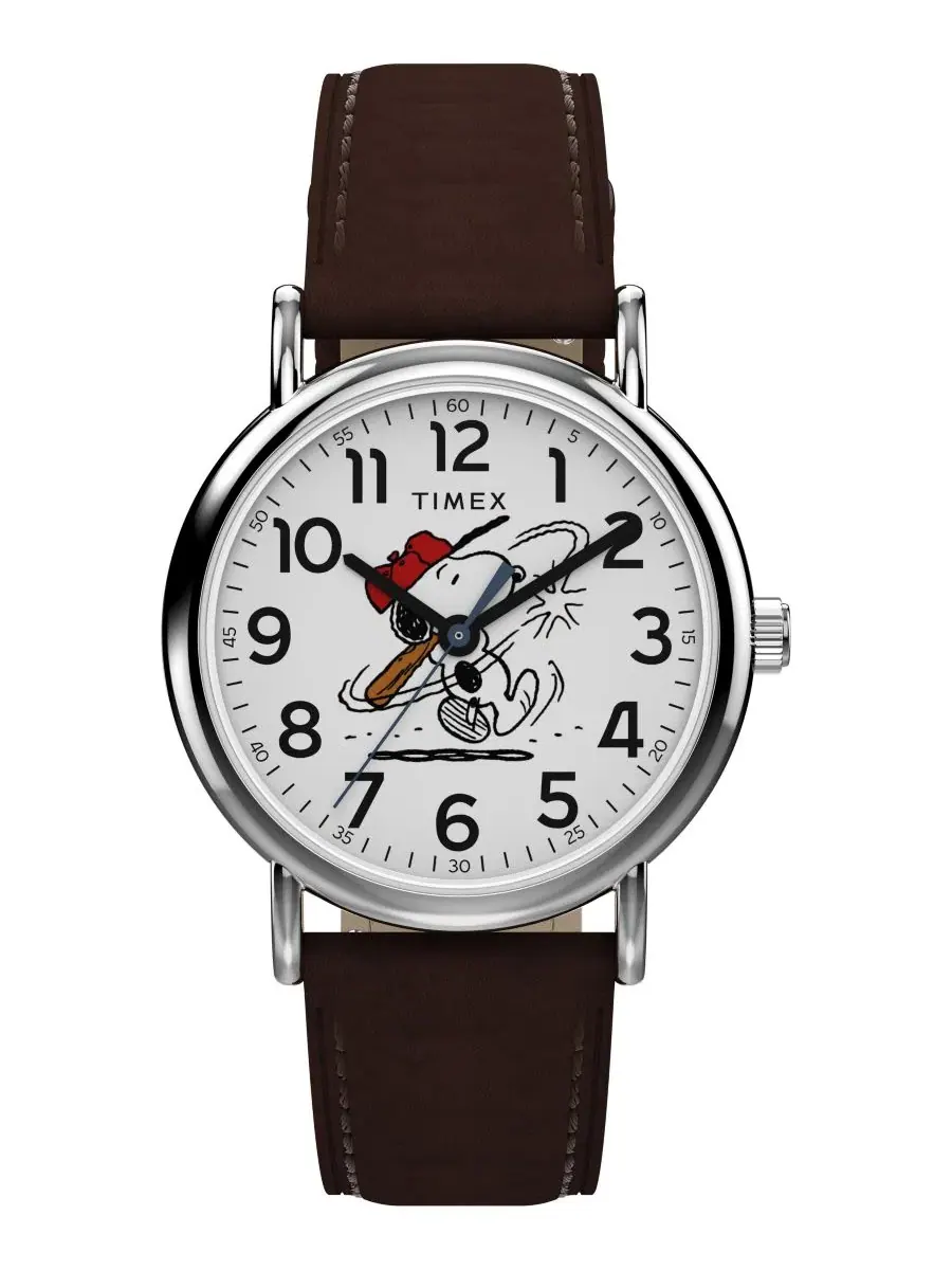 Наручные часы с кварцевым механизмом, с кожаным ремешком Timex