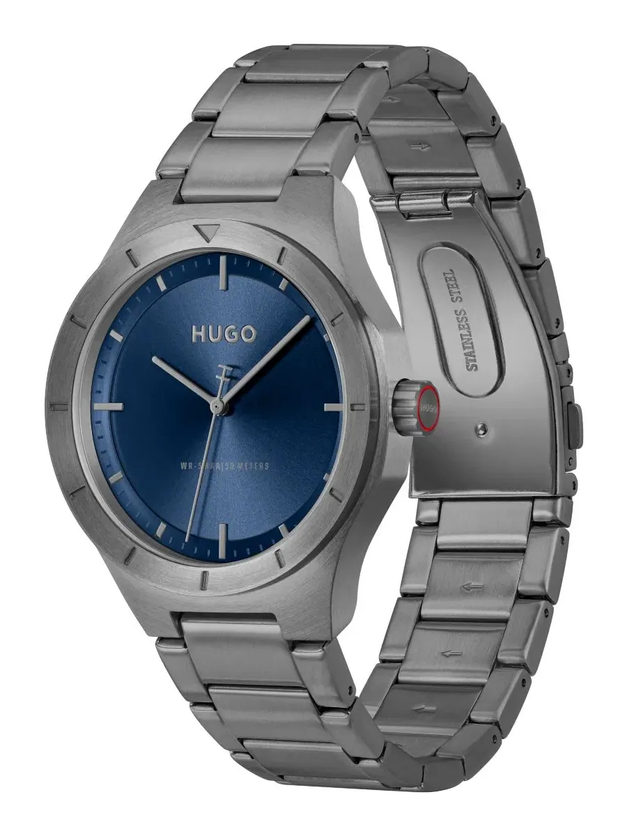 Мужские часы Lit Quartz Ionic Plated Grey Steel, 42 мм Hugo Boss — изображение 2 из 4, оттенок серый