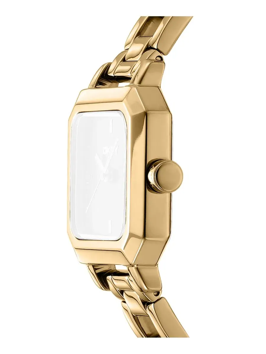 Женские часы с квадратным корпусом и браслетом из стали, модель Champagne Dial Open Link DKNY — изображение 2 из 3