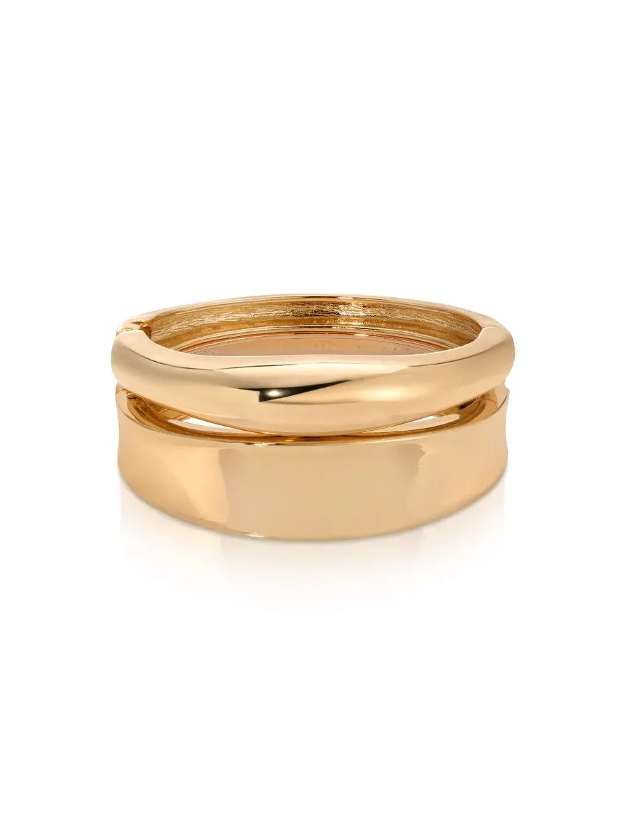 Набор браслетов-манжетов Double Golden Bangle с позолотой 18 карат ETTIKA — изображение 1 из 3
