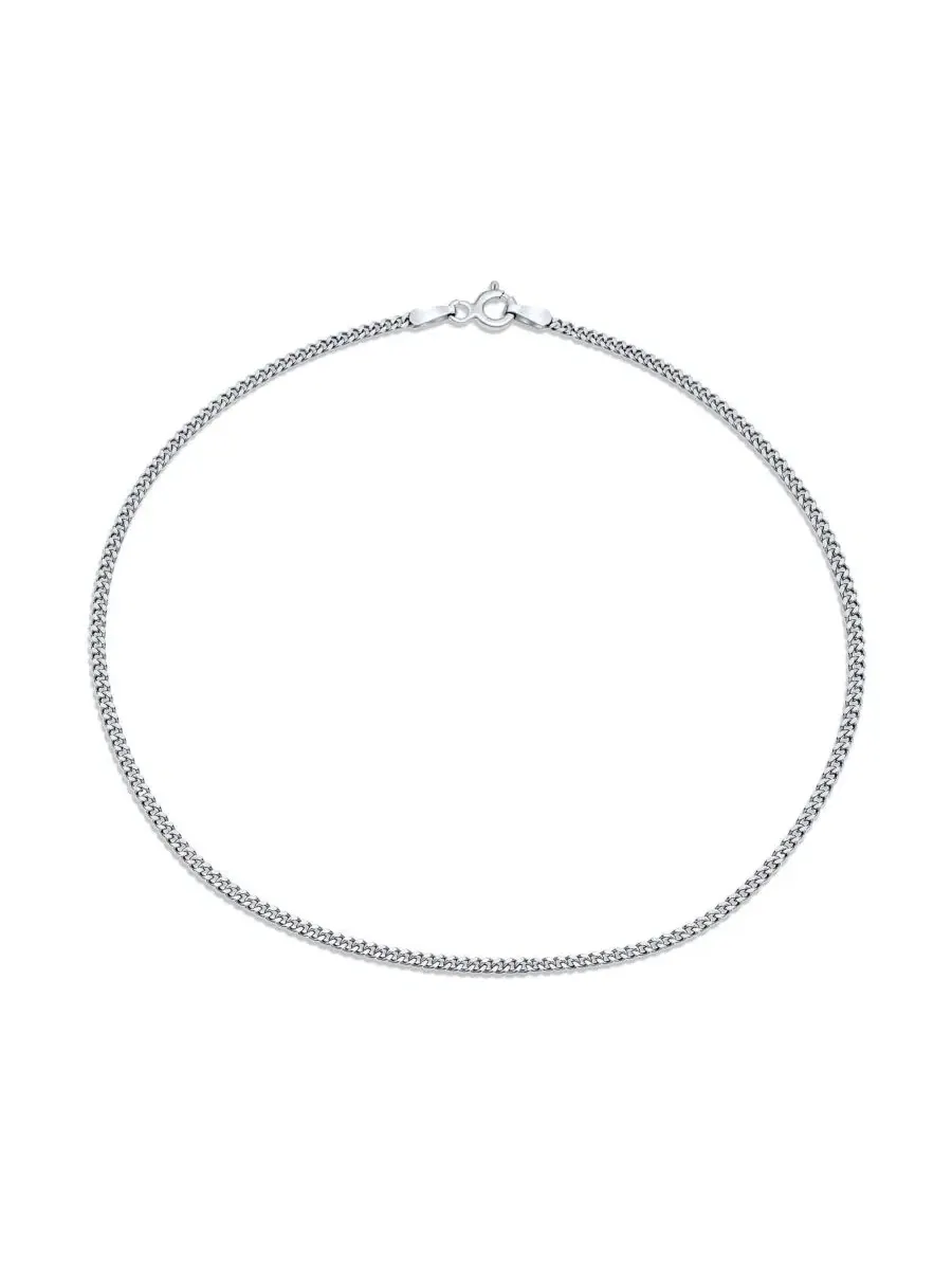 Браслет на щиколотку Cuban Chain из стерлингового серебра Bling Jewelry — изображение 1 из 4, оттенок серебристый