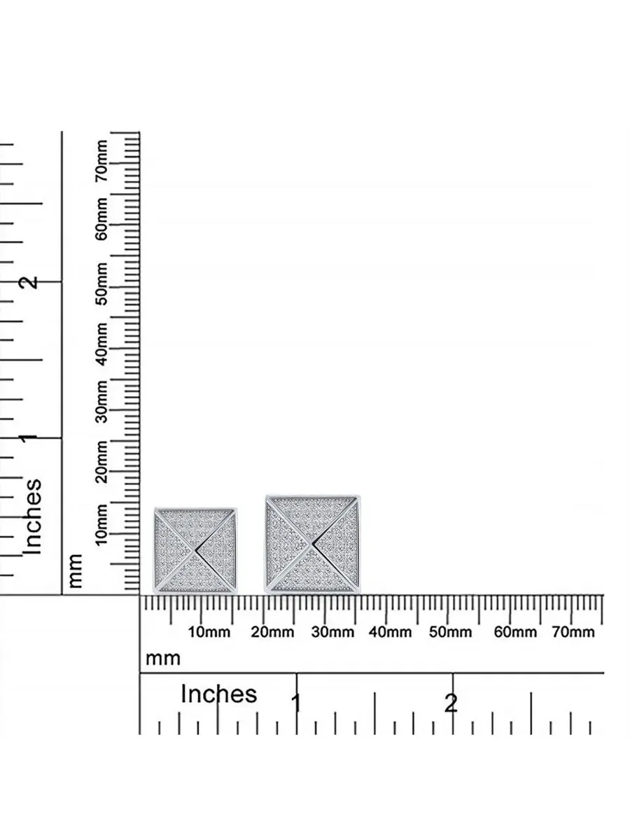 Серьги-пусеты с пирамидальными кристаллами, модель Geometric Square Pave CZ Pyramid Stud Bling — изображение 2 из 4