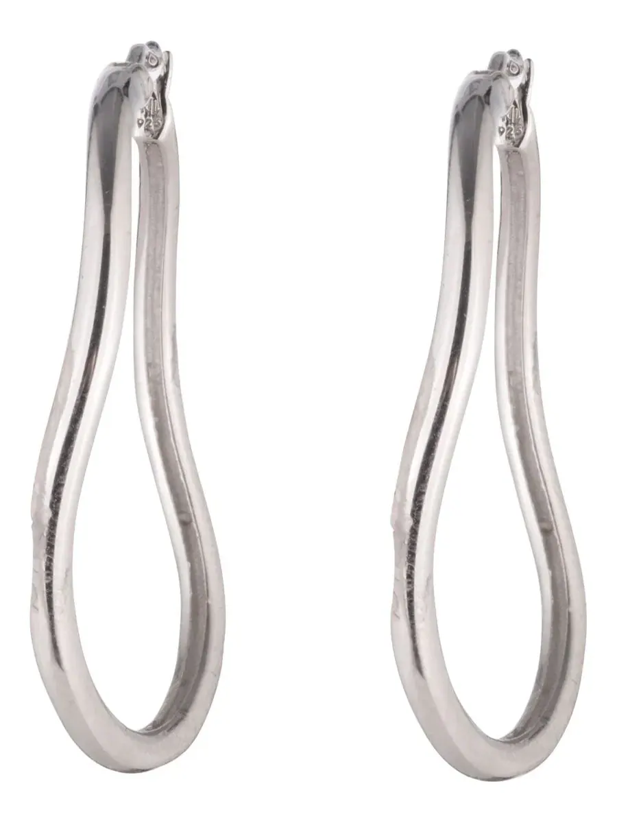 Серьги-кольца из стерлингового серебра, Rhodium Finish Lauren Ralph Lauren — изображение 1 из 3, оттенок серебряный