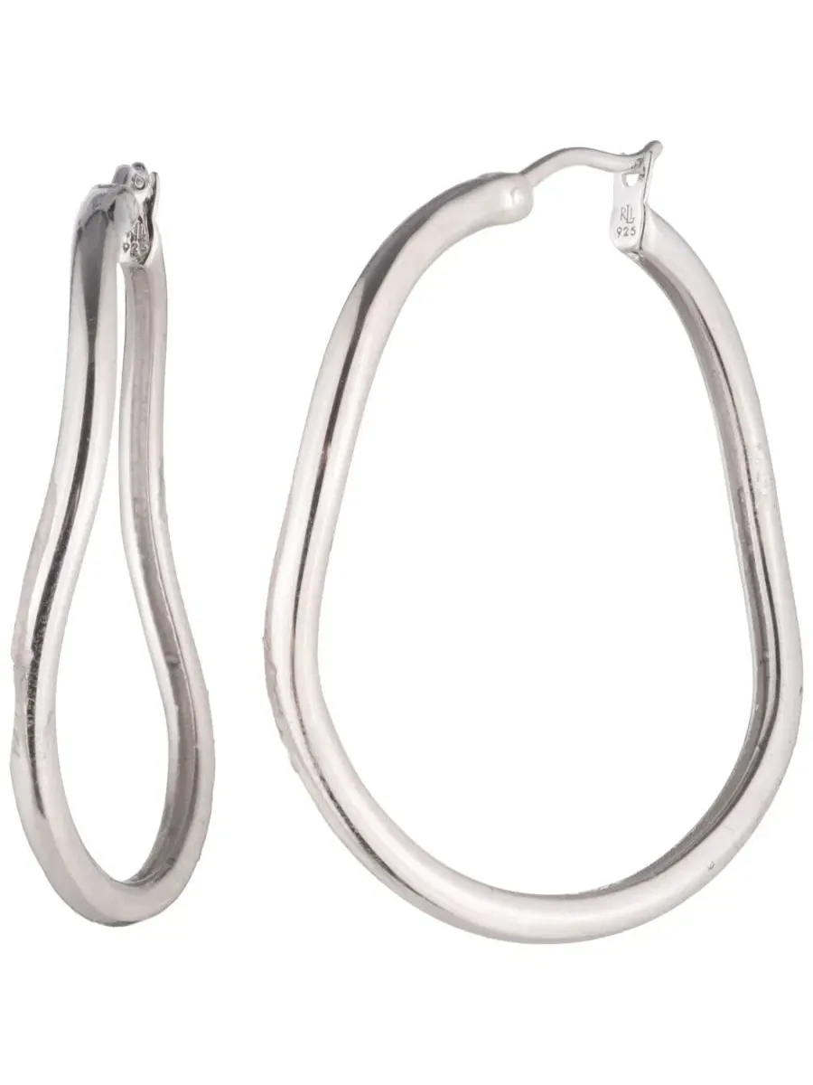 Серьги-кольца из стерлингового серебра, Rhodium Finish Lauren Ralph Lauren — изображение 2 из 3, оттенок серебряный