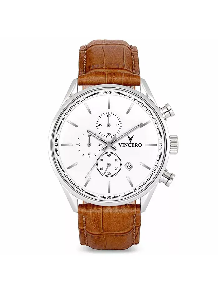 Мужские часы The Chrono S2 40 мм из нержавеющей стали с ремешком из итальянской кожи Vincero