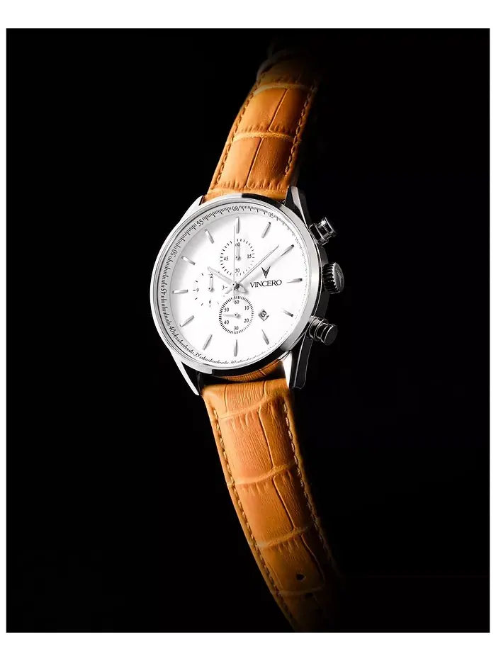 Мужские часы The Chrono S2 40 мм из нержавеющей стали с ремешком из итальянской кожи Vincero — изображение 2 из 3