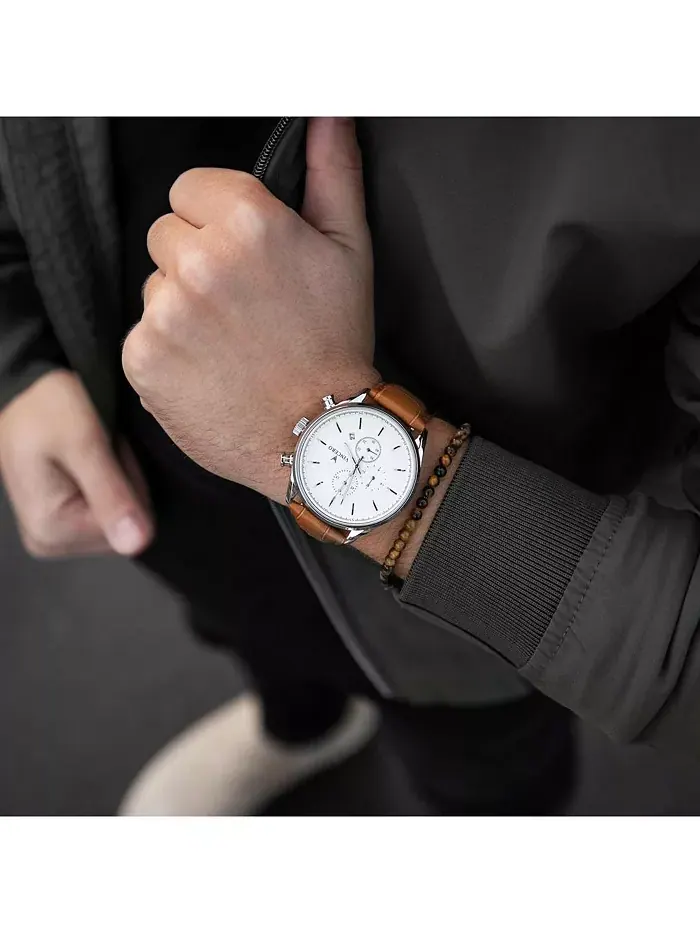 Мужские часы The Chrono S2 40 мм из нержавеющей стали с ремешком из итальянской кожи Vincero — изображение 3 из 3