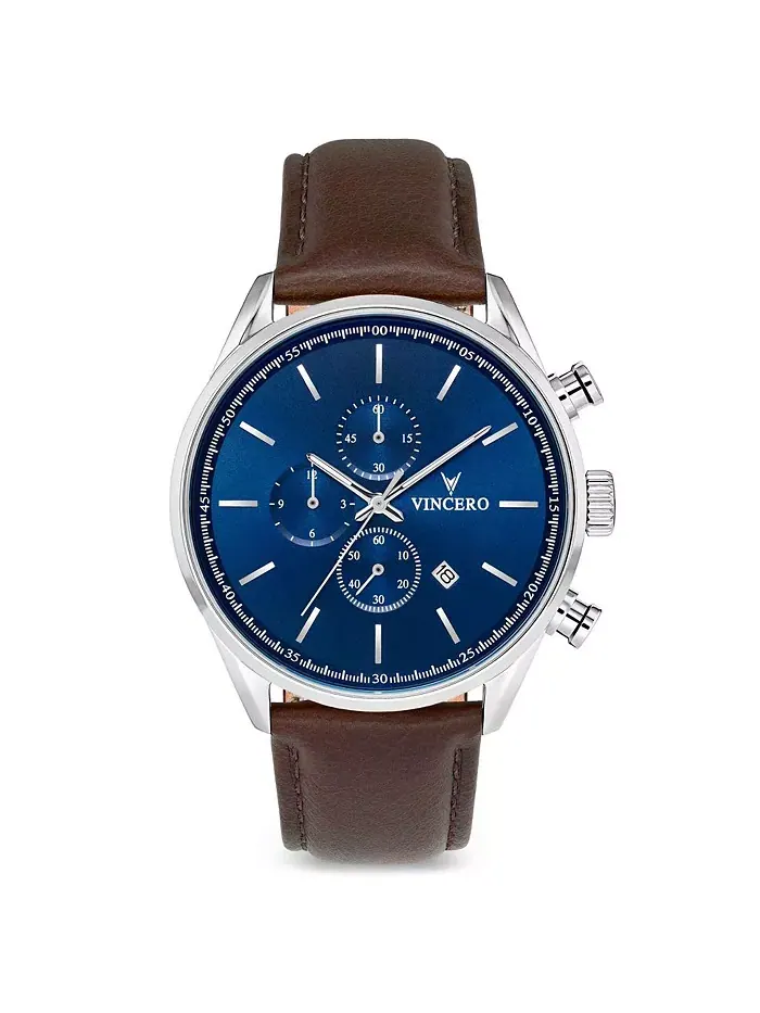Мужские часы The Chrono S2 40 мм из нержавеющей стали с ремешком из итальянской кожи Vincero