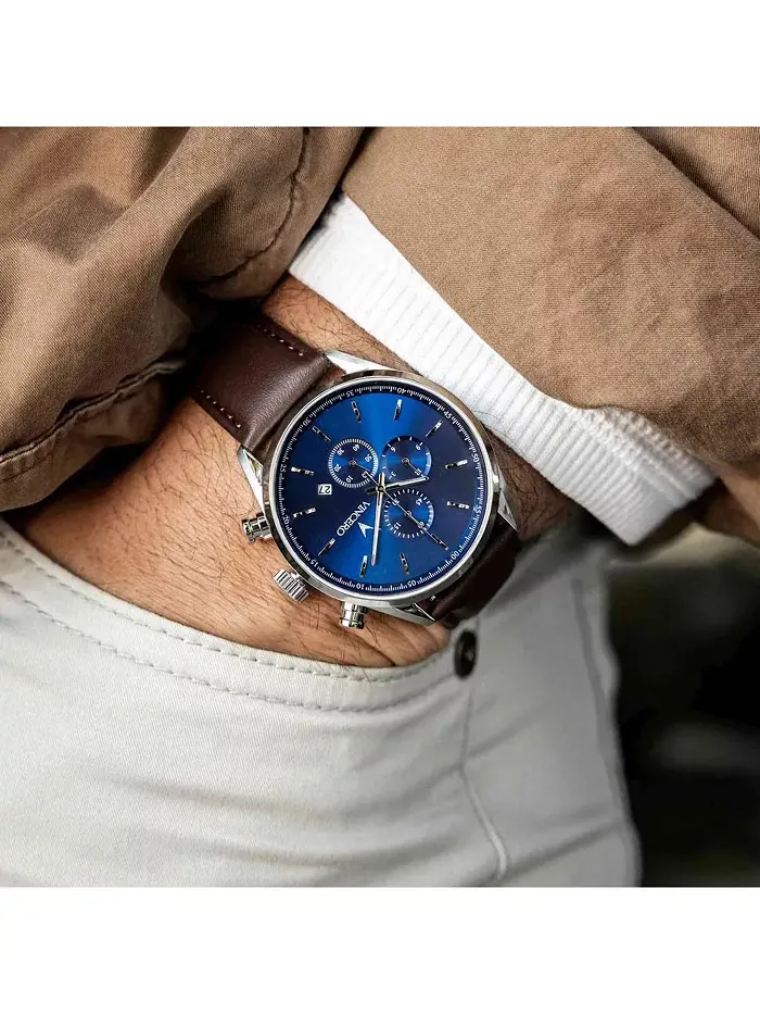 Мужские часы The Chrono S2 40 мм из нержавеющей стали с ремешком из итальянской кожи Vincero — изображение 2 из 3
