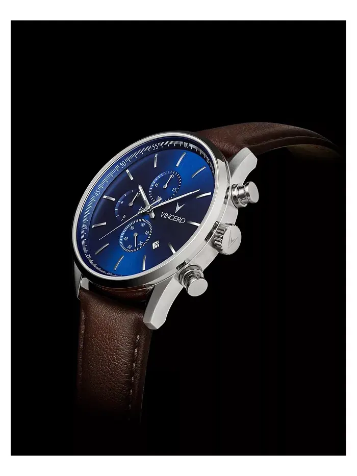 Мужские часы The Chrono S2 40 мм из нержавеющей стали с ремешком из итальянской кожи Vincero — изображение 3 из 3