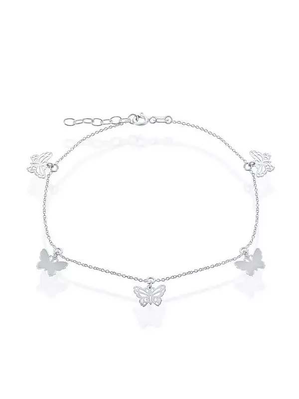 Серебряный браслет на лодыжку с бабочками Simona — изображение 1 из 2