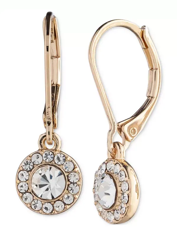 Серьги-Подвески с золотистым кристаллом Halo Lauren Ralph Lauren — изображение 1 из 2, оттенок белый