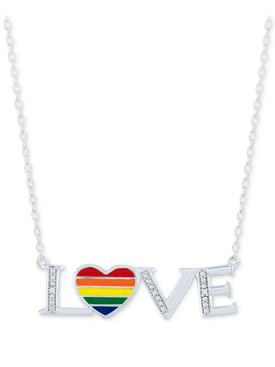 Подвеска-кулон с сердцем и бриллиантовыми акцентами, Sterling Silver, Diamond Accent LOVE Heart — изображение 1 из 4