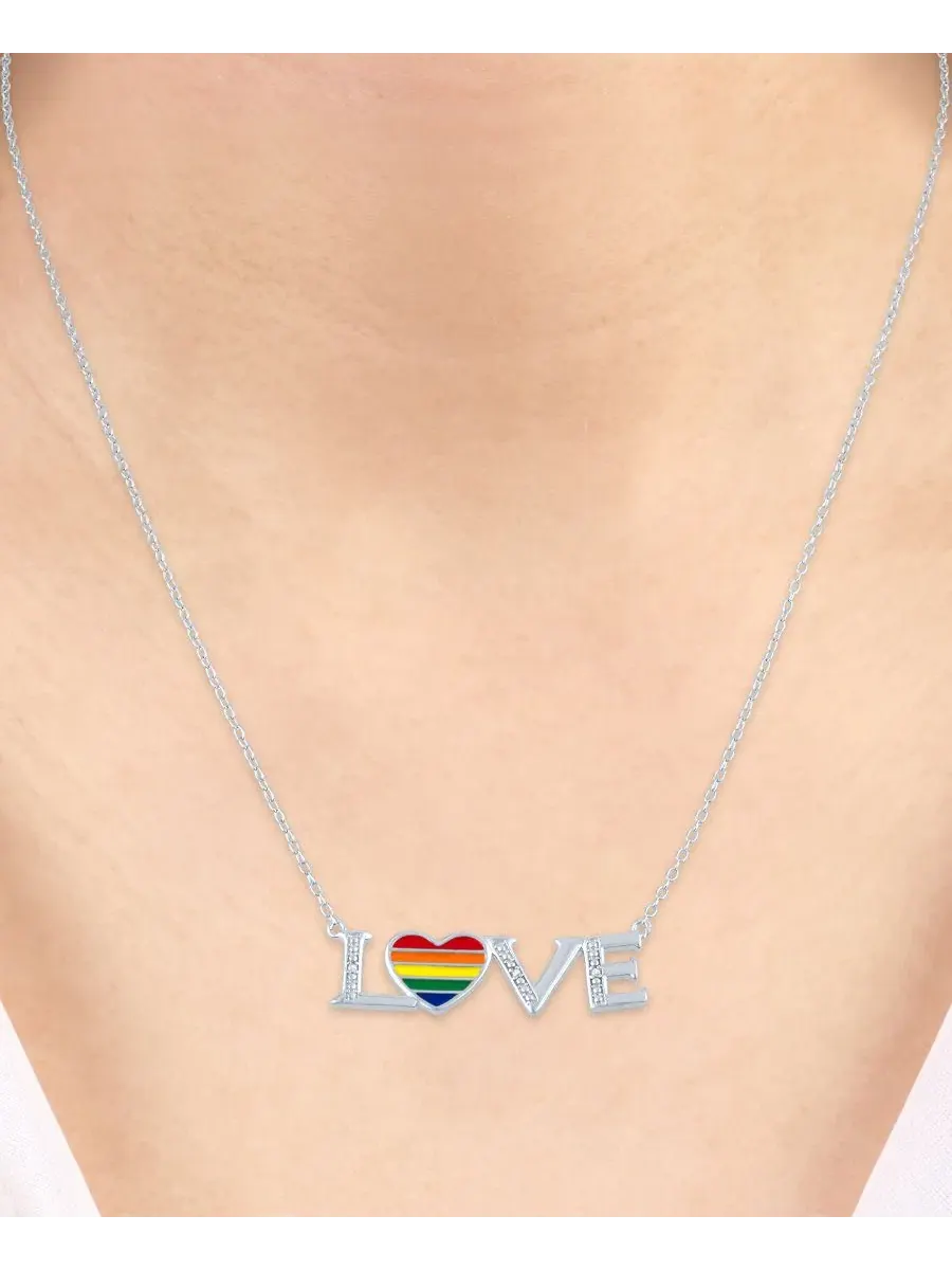 Подвеска-кулон с сердцем и бриллиантовыми акцентами, Sterling Silver, Diamond Accent LOVE Heart — изображение 2 из 4