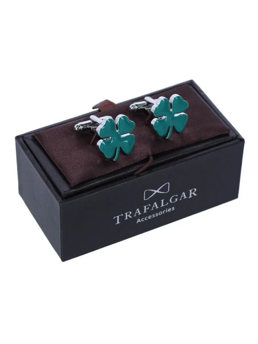Набор запонок и булавки для лацкана с трилистником Shay Shamrock TRAFALGAR — изображение 5 из 5, оттенок зеленый