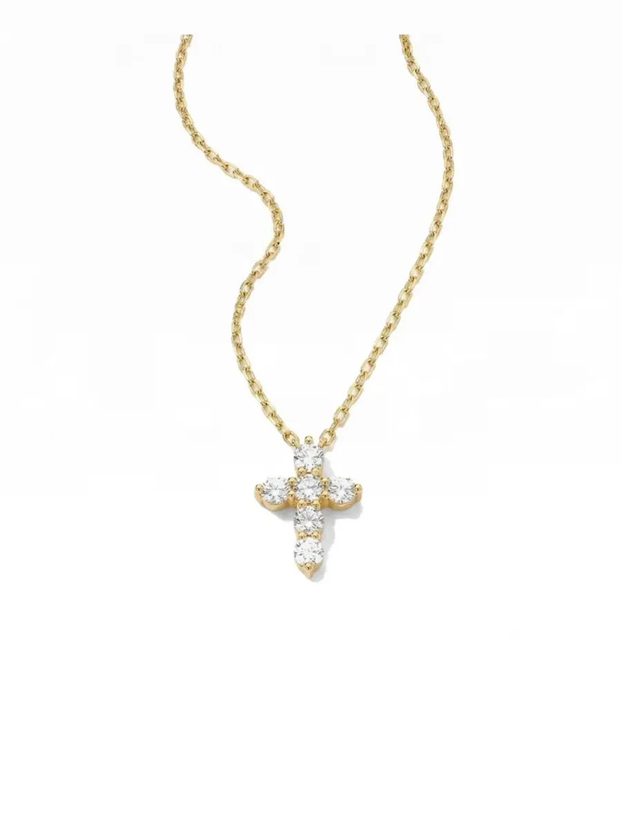 Кулон-крест с кубическим цирконием Mini Bella Pave Cross Pendant The M Jewelers — изображение 1 из 4, оттенок золото