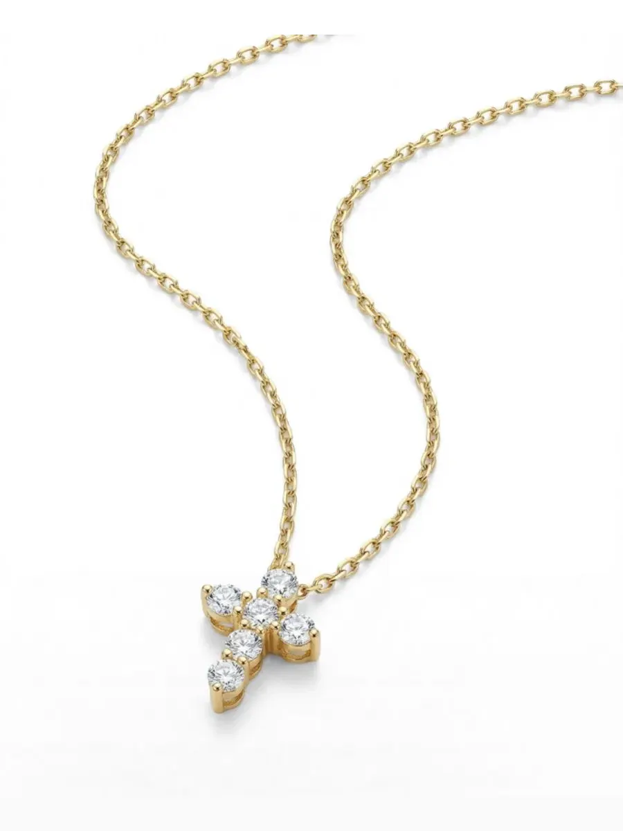 Кулон-крест с кубическим цирконием Mini Bella Pave Cross Pendant The M Jewelers — изображение 3 из 4, оттенок золото